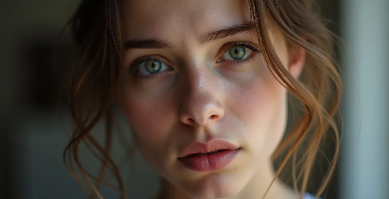 Photo en gros plan montrant un individu réfléchissant à différentes causes de son poids avec expression émotionnelle